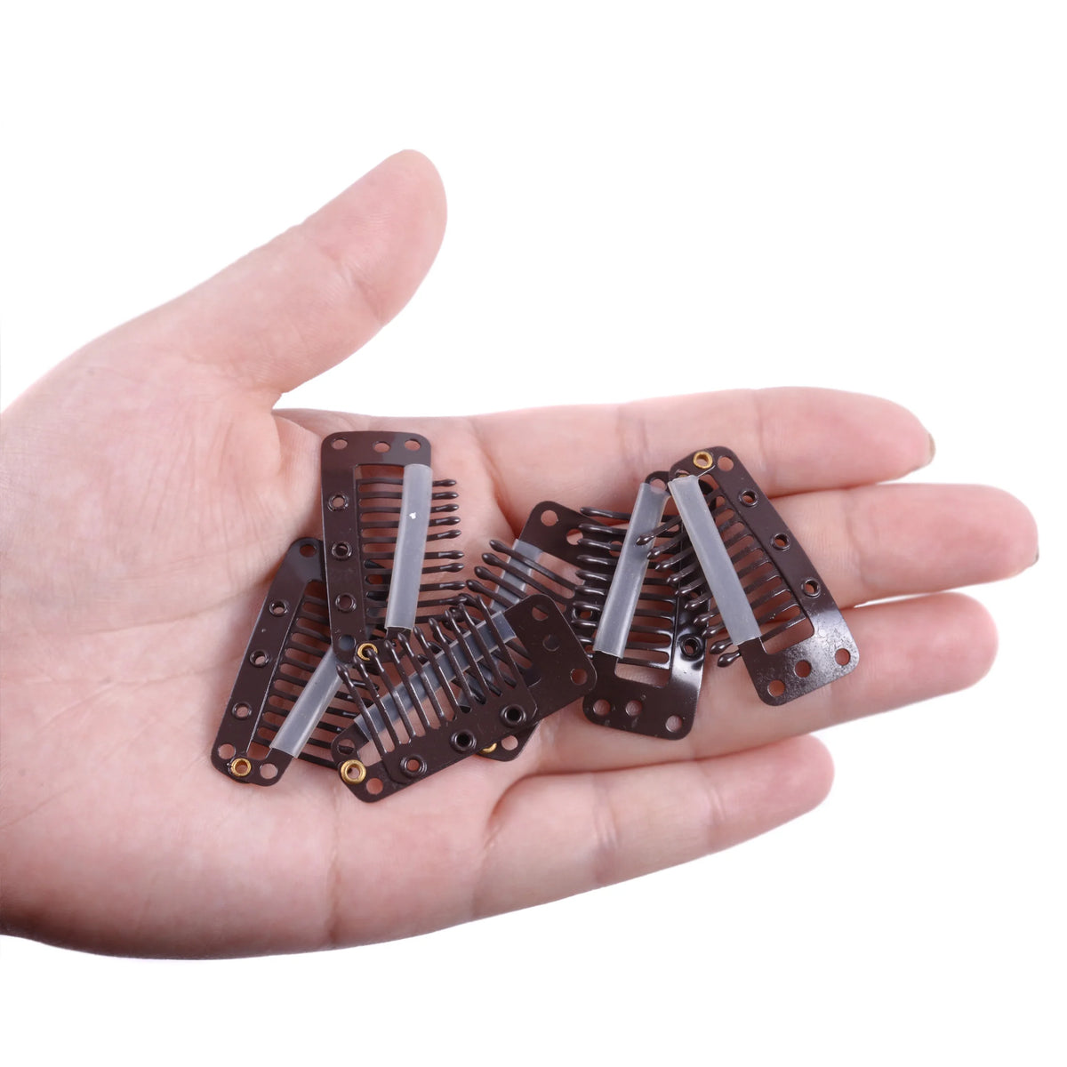 20pcs 10-Teeth Snap-Comb Wig Clips with Rubber for Hair Extension Hair Snap Clips Weave Toupee Clips Styling Tools