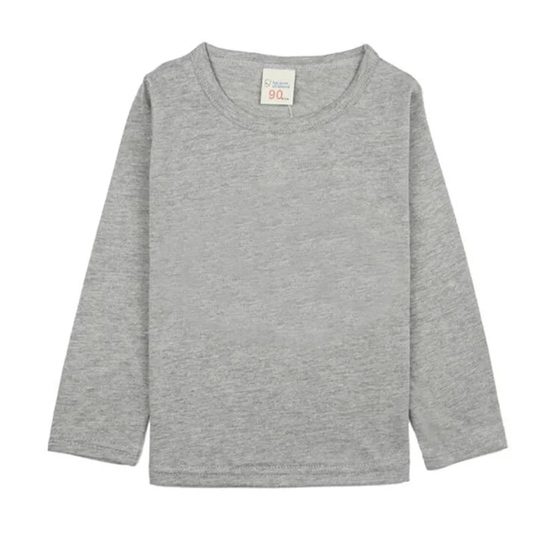 Boys Long Sleeve T-Shirts For Children Spring Autumn Pure Color T-shirt Cotton 1-15T Kids Clothing Baby Girls Tops Tees Clothes