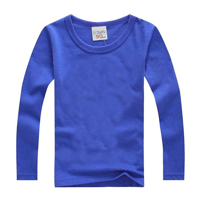 Boys Long Sleeve T-Shirts For Children Spring Autumn Pure Color T-shirt Cotton 1-15T Kids Clothing Baby Girls Tops Tees Clothes