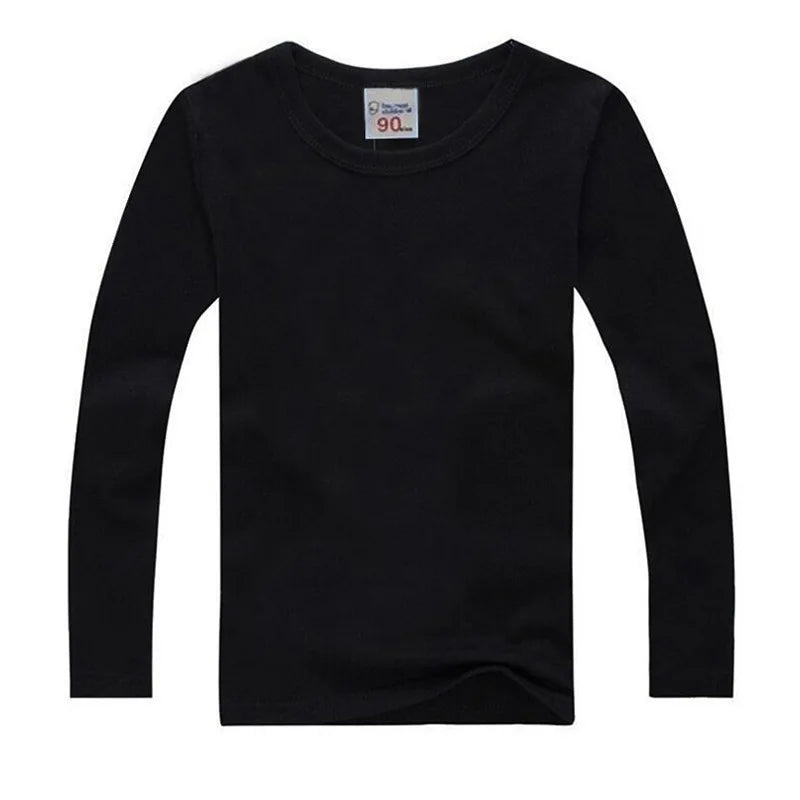Boys Long Sleeve T-Shirts For Children Spring Autumn Pure Color T-shirt Cotton 1-15T Kids Clothing Baby Girls Tops Tees Clothes