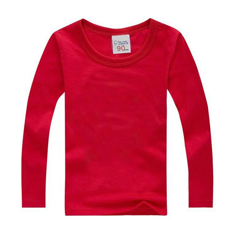 Boys Long Sleeve T-Shirts For Children Spring Autumn Pure Color T-shirt Cotton 1-15T Kids Clothing Baby Girls Tops Tees Clothes