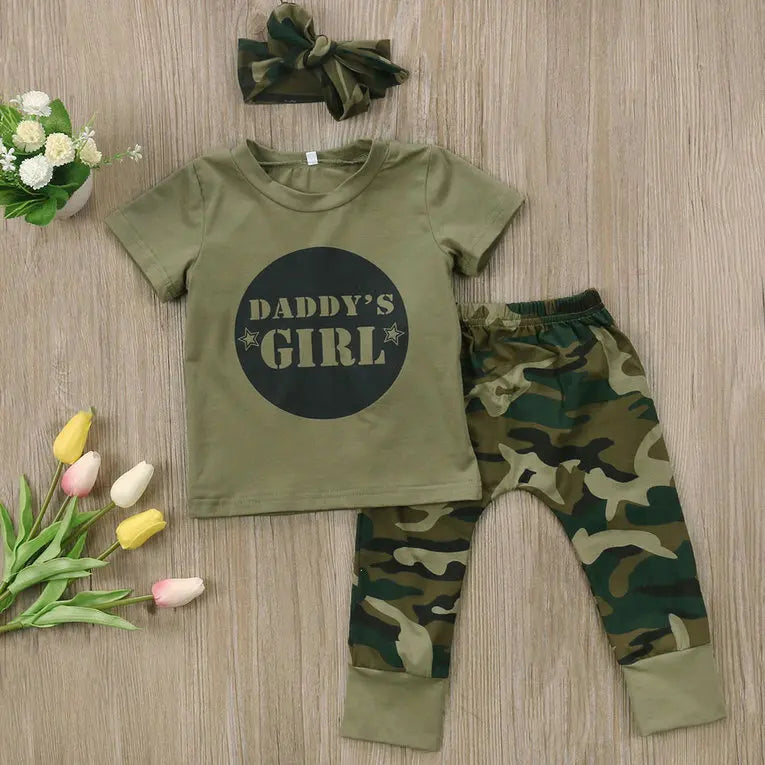 Ensemble 2 Pièces Bébé | Imprimé Camouflage | T-Shirt & Pantalon Harem | Fille & Garçon | Nouveau-Né