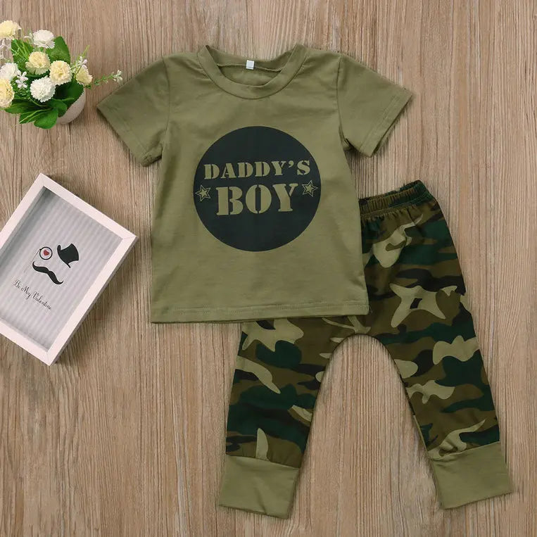 Ensemble 2 Pièces Bébé | Imprimé Camouflage | T-Shirt & Pantalon Harem | Fille & Garçon | Nouveau-Né