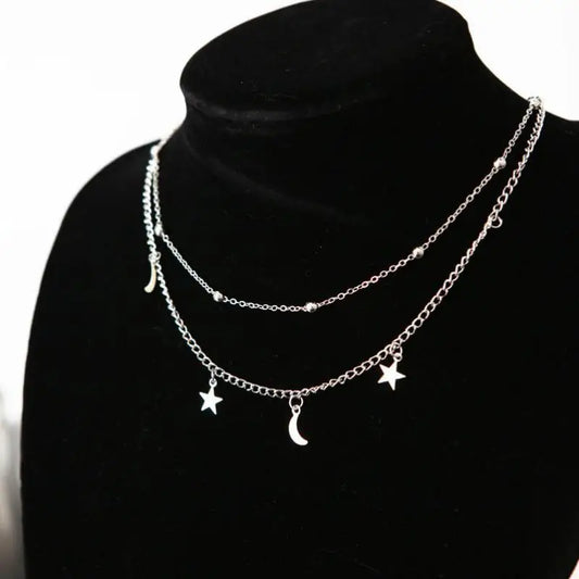 Collier Multicouche Femme | Chaîne Perles & Pendentif Feuille | Or & Argent | Bijou Tendance Accessoire Mode