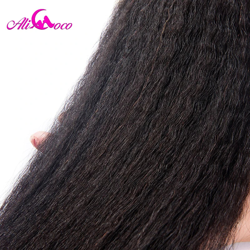 Ali Coco Peruvian Kinky Straight Hair Extensions 1/3/4 Bundles 8-28 Inch Human Hair Non-Remy Hair