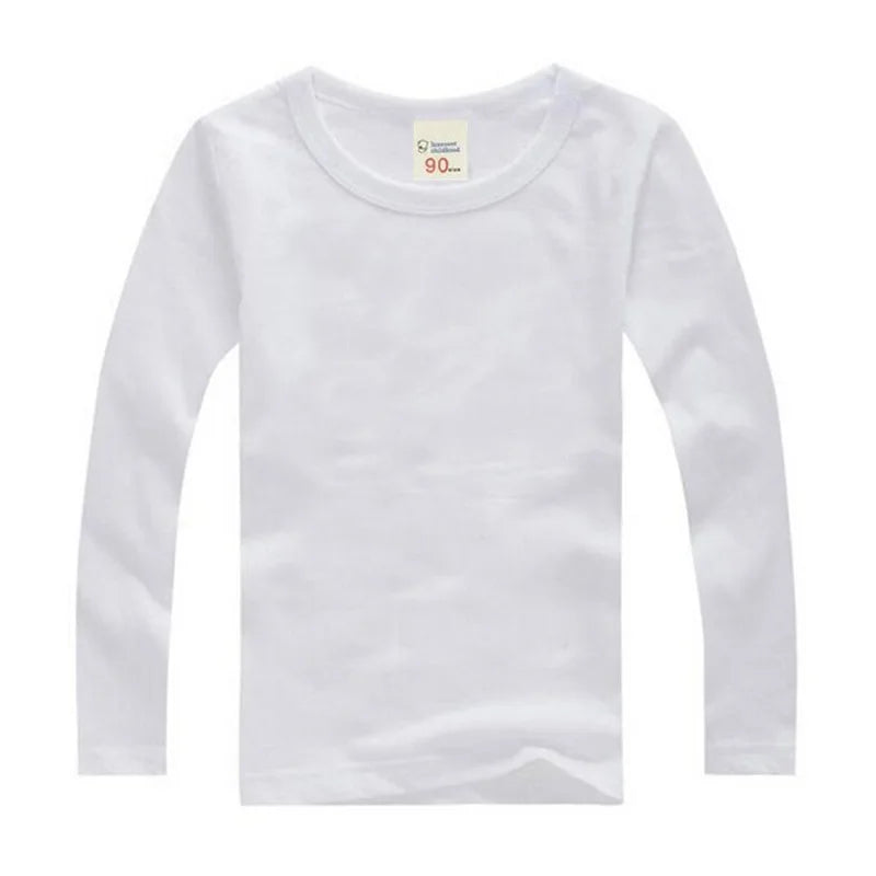 Boys Long Sleeve T-Shirts For Children Spring Autumn Pure Color T-shirt Cotton 1-15T Kids Clothing Baby Girls Tops Tees Clothes