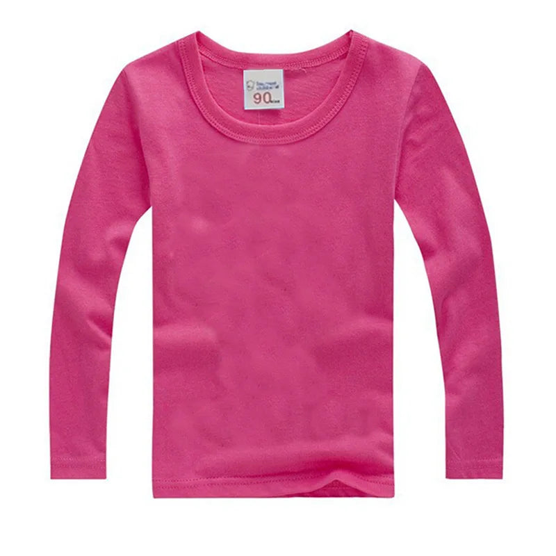 Boys Long Sleeve T-Shirts For Children Spring Autumn Pure Color T-shirt Cotton 1-15T Kids Clothing Baby Girls Tops Tees Clothes