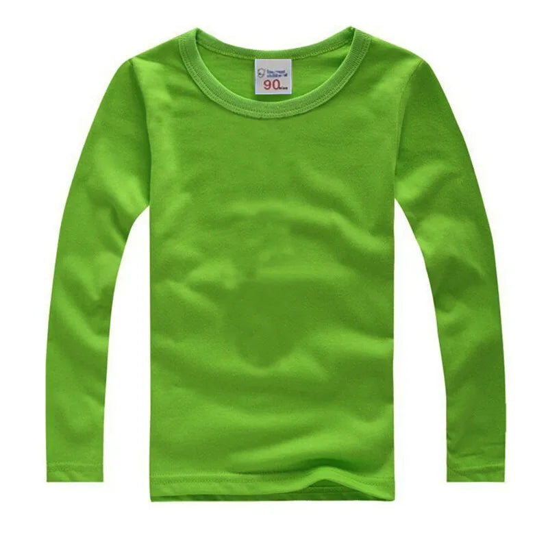 Boys Long Sleeve T-Shirts For Children Spring Autumn Pure Color T-shirt Cotton 1-15T Kids Clothing Baby Girls Tops Tees Clothes