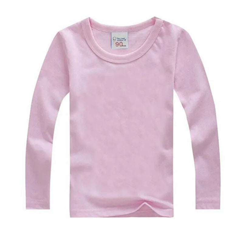 Boys Long Sleeve T-Shirts For Children Spring Autumn Pure Color T-shirt Cotton 1-15T Kids Clothing Baby Girls Tops Tees Clothes