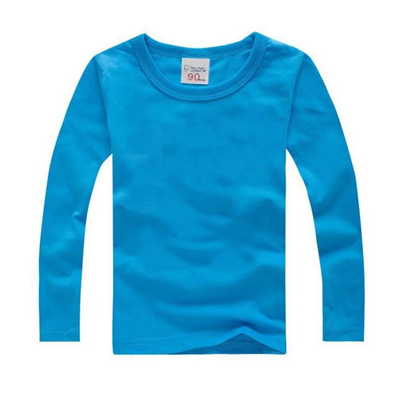 Boys Long Sleeve T-Shirts For Children Spring Autumn Pure Color T-shirt Cotton 1-15T Kids Clothing Baby Girls Tops Tees Clothes