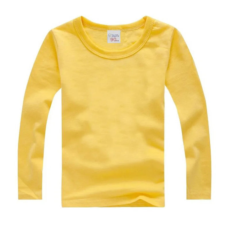 Boys Long Sleeve T-Shirts For Children Spring Autumn Pure Color T-shirt Cotton 1-15T Kids Clothing Baby Girls Tops Tees Clothes