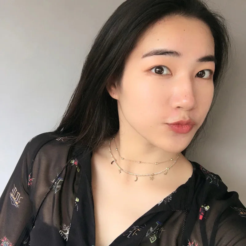 Collier Multicouche Femme | Chaîne Perles & Pendentif Feuille | Or & Argent | Bijou Tendance Accessoire Mode