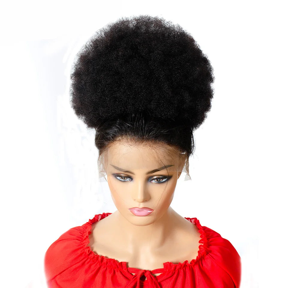 Queue de Cheval Afro Kinky Curly | Drawstring | Clip Extensions | Remy Brésilien | 10 Pouces | Chignon Naturel | Cheveux Humains