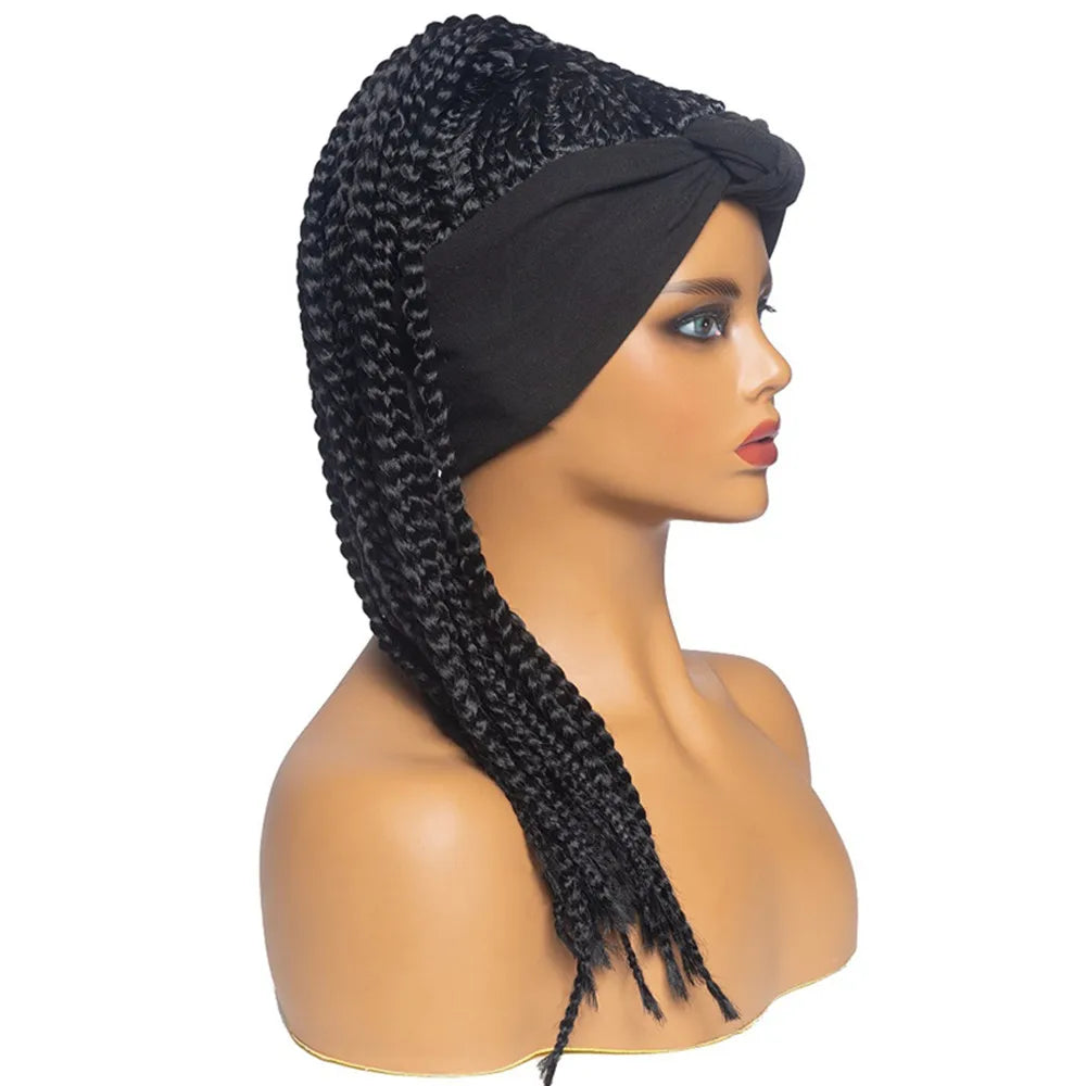Perruque Headband Tresses Africaines Synthétique | 3 Brins | Queue de Cheval | Couvre-Cheveux | Fibre | Femme