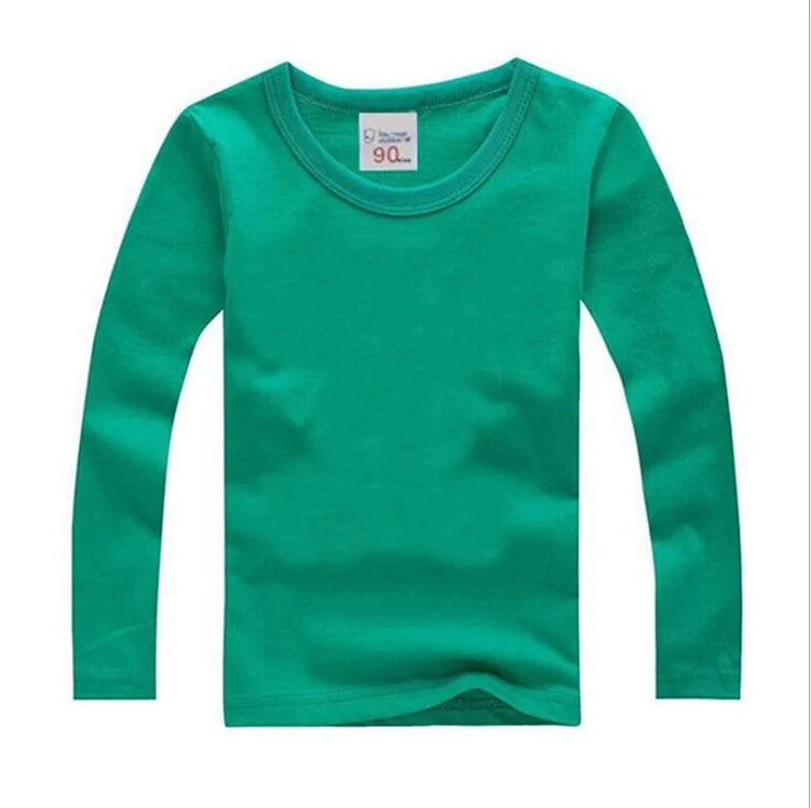 Boys Long Sleeve T-Shirts For Children Spring Autumn Pure Color T-shirt Cotton 1-15T Kids Clothing Baby Girls Tops Tees Clothes