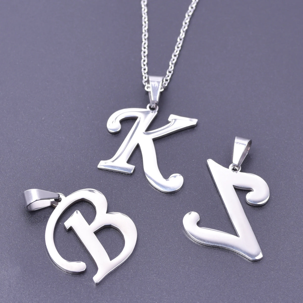 Collier Initiale Lettre Alphabet | 26 Lettres | Acier Inoxydable | Pendentif Chaîne | Bijou Femme & Homme