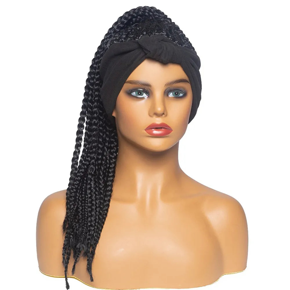 Perruque Headband Tresses Africaines Synthétique | 3 Brins | Queue de Cheval | Couvre-Cheveux | Fibre | Femme