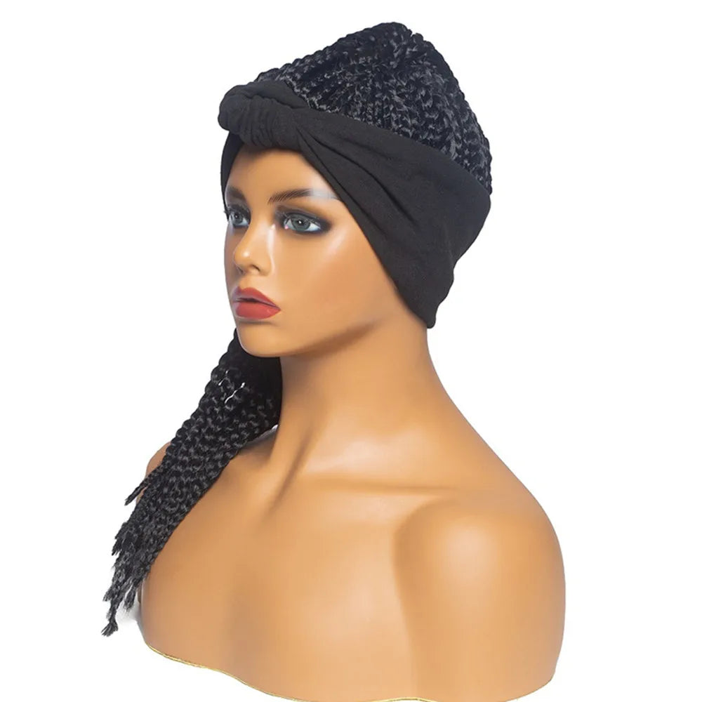 Perruque Headband Tresses Africaines Synthétique | 3 Brins | Queue de Cheval | Couvre-Cheveux | Fibre | Femme