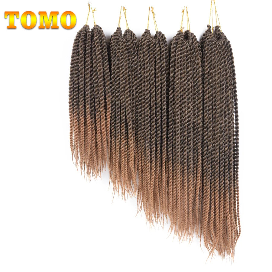TOMO Senegalese Twist Hair Extensions 14 18 22 Inch Low Temperature Fiber Crochet Braids Ombre Synthetic Braiding Hair