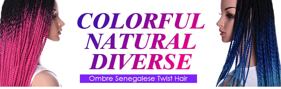 Tresses Crochet Senegalese Twist Ombre | 24 Pouces | 24 Racines/Pack | Synthétique | Femme