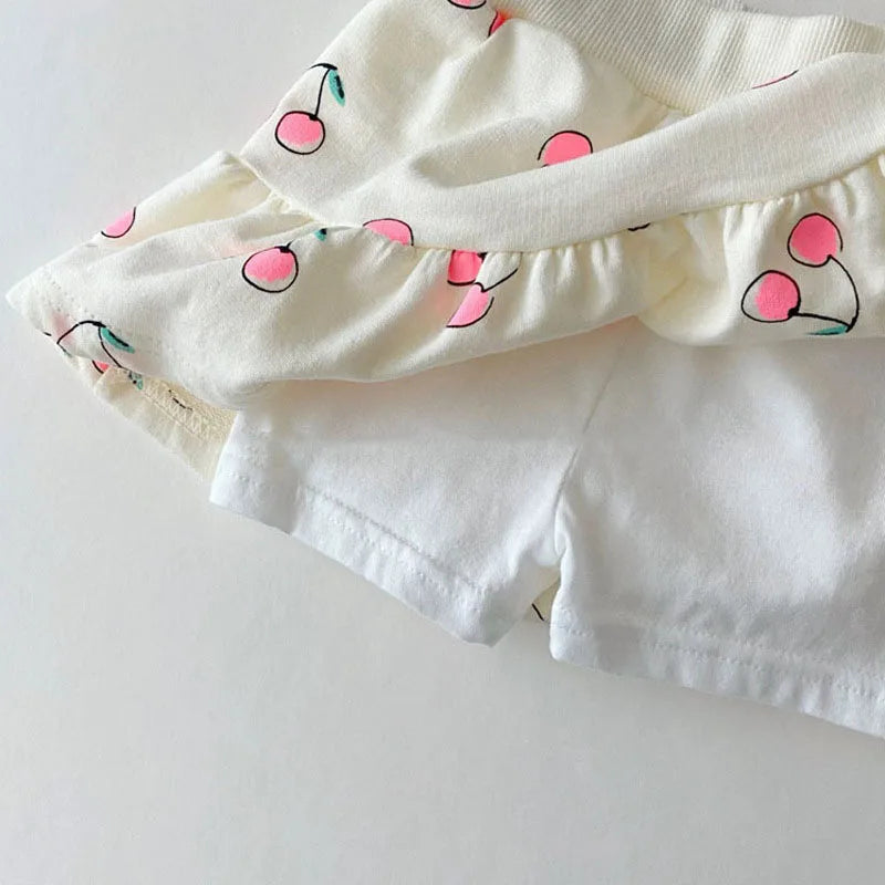 Fashion Girl Clothes Sets Summer Short Sleeve Sweatshirt Tops + Skirt 2Pcs for 1-5Y Kids Girl Clothing Sets Baby Clothes Outfits