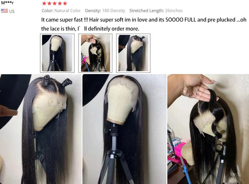 HD Lace Frontal Wig 13x6 13x4 Lace Front Wig Human Hair 30Inch Bone Straight Transparent Lace Human Hair Wigs 4x4 HD Closure Wig