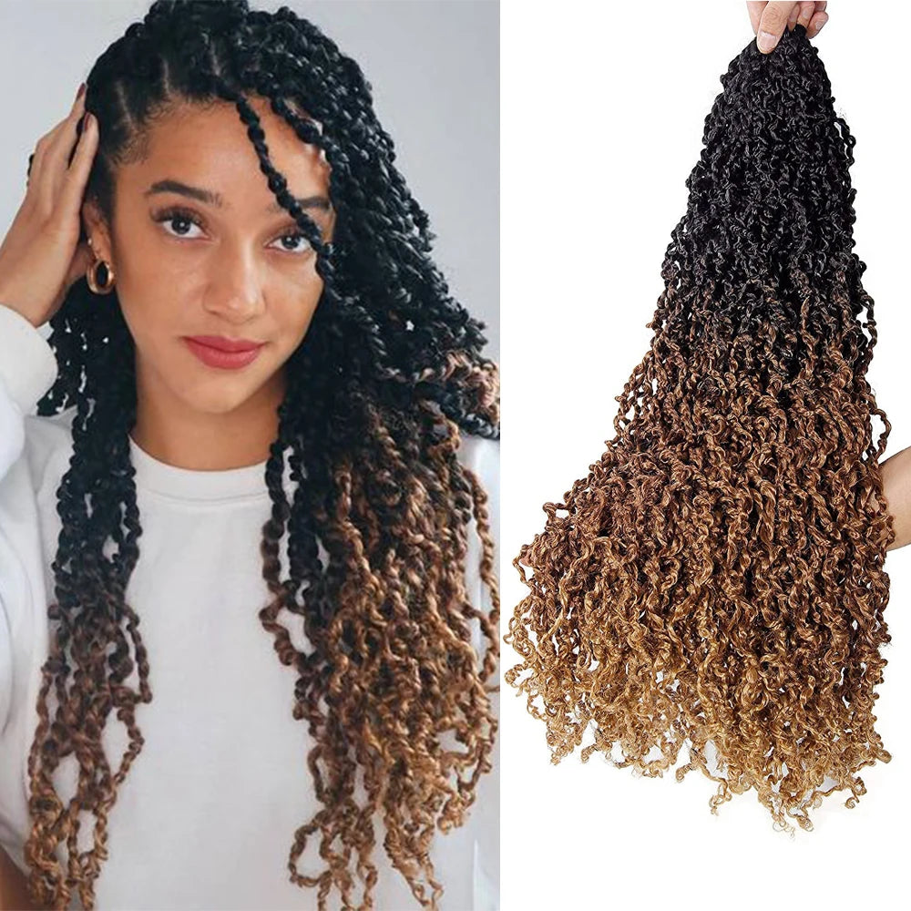 Tresses Crochet Senegalese Twist Bouclées | Brun Ombre Synthétique | Water Wave | Afro Femme | Passion & Majesty Twist
