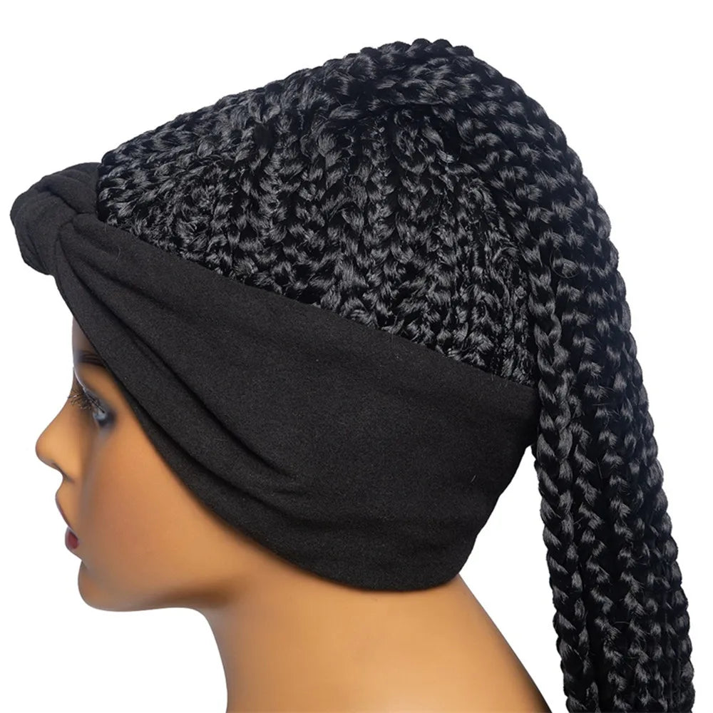 Perruque Headband Tresses Africaines Synthétique | 3 Brins | Queue de Cheval | Couvre-Cheveux | Fibre | Femme