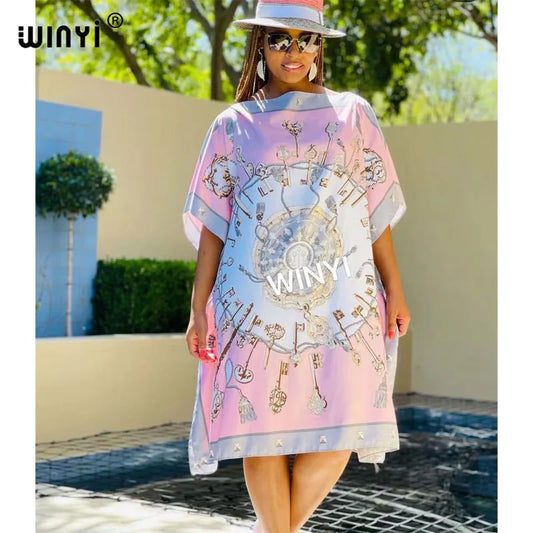 Printed Dresses For Women 2021 Fashion Design Loose Dress Batwing Maxi Long Women's Vestidos Summer Autumn Party Elegant Dress