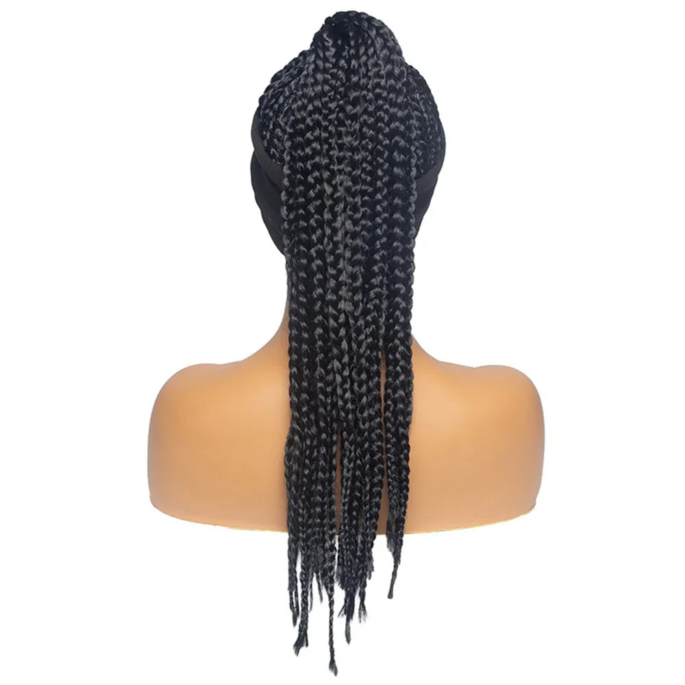 Perruque Headband Tresses Africaines Synthétique | 3 Brins | Queue de Cheval | Couvre-Cheveux | Fibre | Femme
