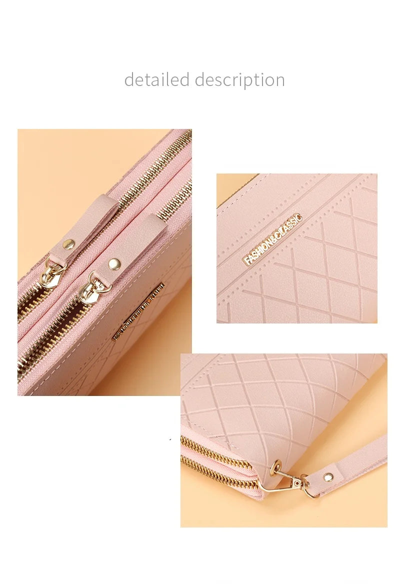 Portefeuille Long Femme | Gland Décoratif | Porte-Monnaie & Porte-Cartes | Cuir PU | Clutch