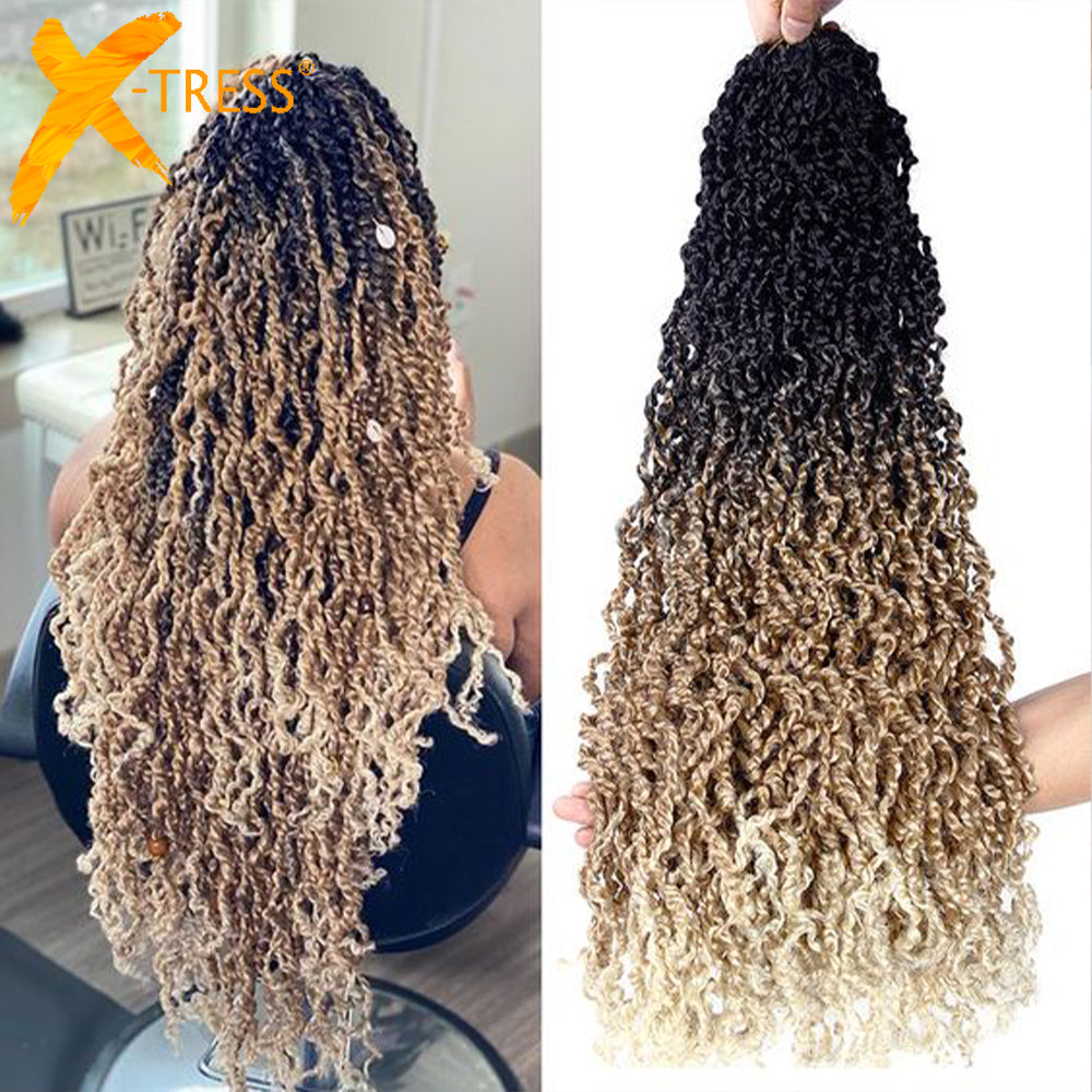 Tresses Crochet Senegalese Twist Bouclées Longues | Ombre Brun Blonde | Pré-Loop | Passion Twist | Synthétique