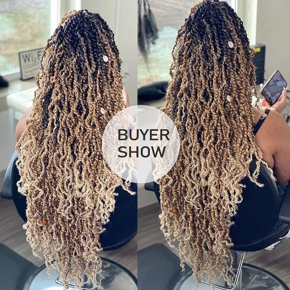 Tresses Crochet Senegalese Twist Bouclées | Brun Ombre Synthétique | Water Wave | Afro Femme | Passion & Majesty Twist