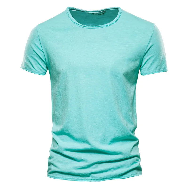 T-Shirt Homme 100% Coton | Col Rond | Manches Courtes | Uni Casual | Doux & Confortable | Été