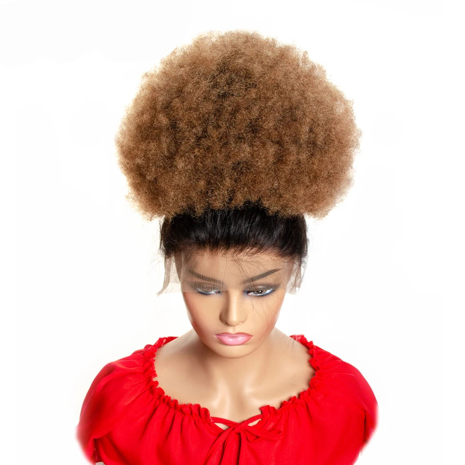 Queue de Cheval Afro Kinky Curly | Drawstring | Clip Extensions | Remy Brésilien | 10 Pouces | Chignon Naturel | Cheveux Humains