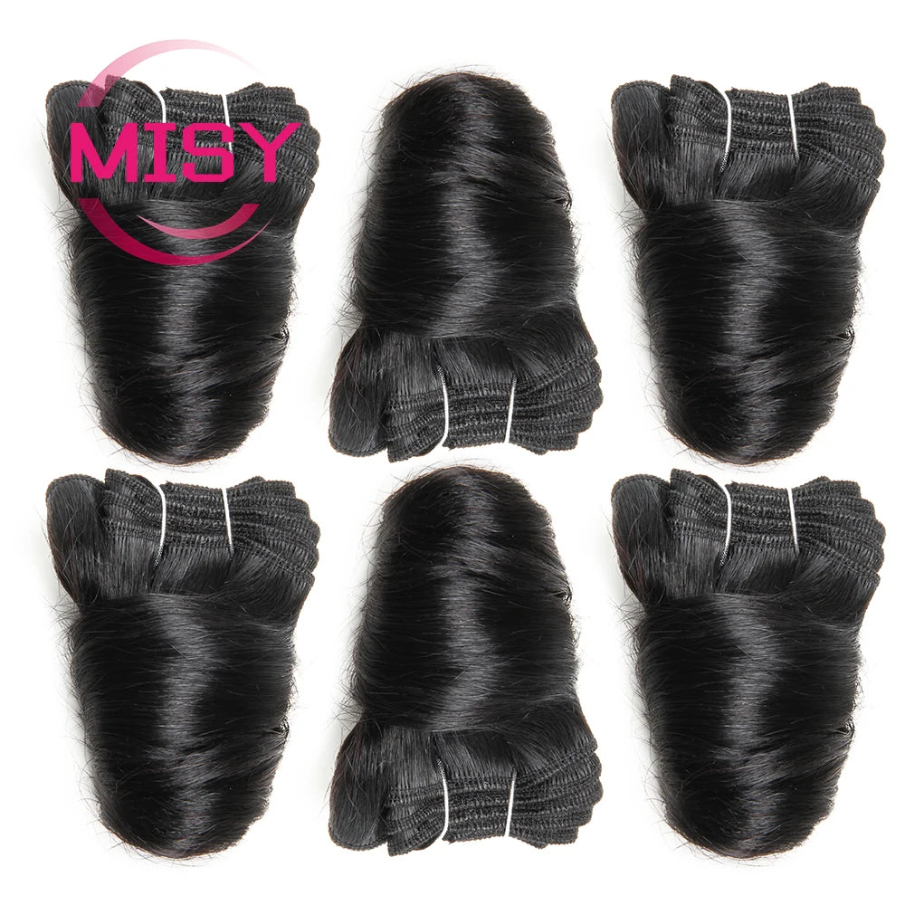 Tissage Curly Court Brésilien | 8 Pouces | Double Drawn | Bouncy Romance Curl | 6 Pcs/Lot | Extensions Cheveux Humains