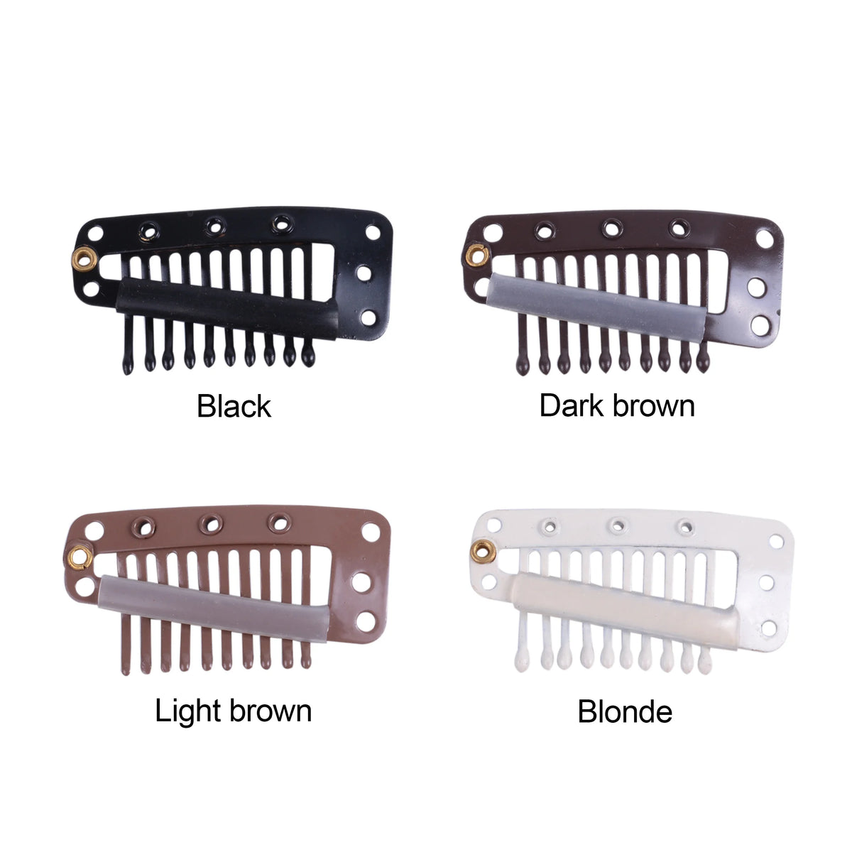 20pcs 10-Teeth Snap-Comb Wig Clips with Rubber for Hair Extension Hair Snap Clips Weave Toupee Clips Styling Tools