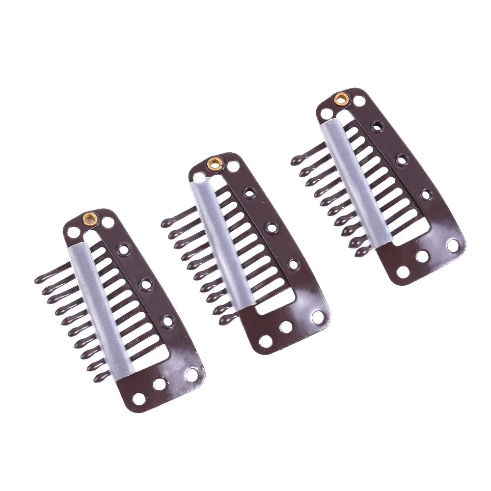 20pcs 10-Teeth Snap-Comb Wig Clips with Rubber for Hair Extension Hair Snap Clips Weave Toupee Clips Styling Tools