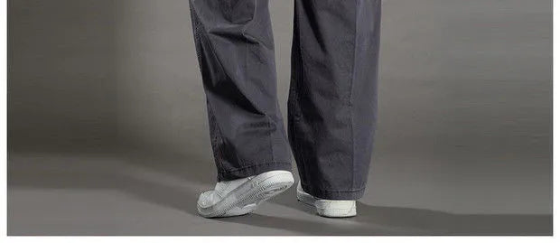 Pantalon cargo ample en coton pour homme | Taille élastique