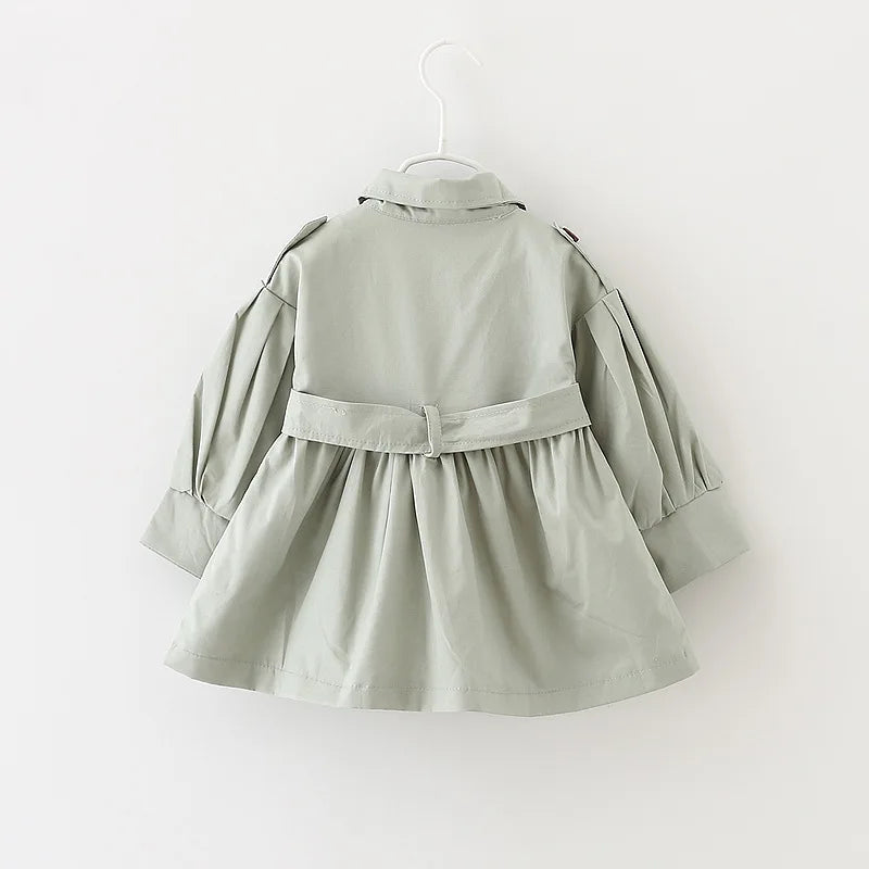 Fashion Baby Coat with Belt Cotton Autumn Spring Baby Girl Clothes Solid Color Infant Jacket Baby Girl Coat 2 Colors