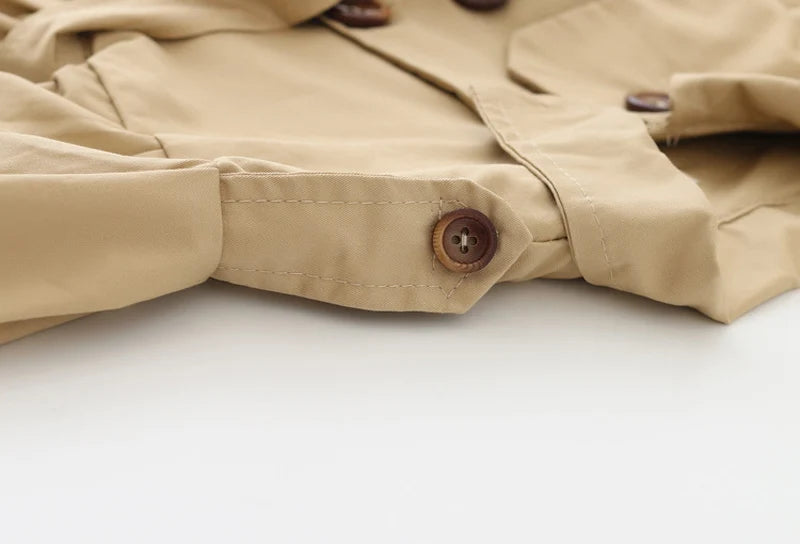 Fashion Baby Coat with Belt Cotton Autumn Spring Baby Girl Clothes Solid Color Infant Jacket Baby Girl Coat 2 Colors
