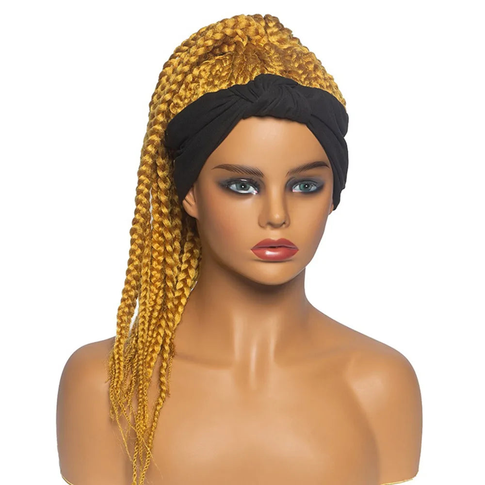Perruque Headband Tresses Africaines Synthétique | 3 Brins | Queue de Cheval | Couvre-Cheveux | Fibre | Femme