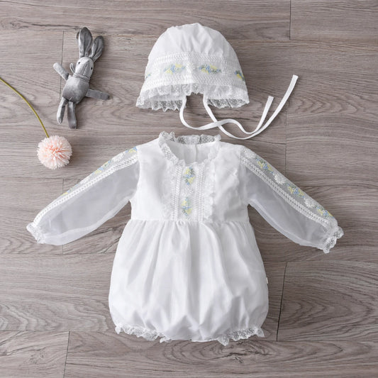 Spanish Baby Clothes Newborn Baby Boutique Romper Summer Playsuits Girls Birthday Lace Outfits Children White Jumpsuit Onesie