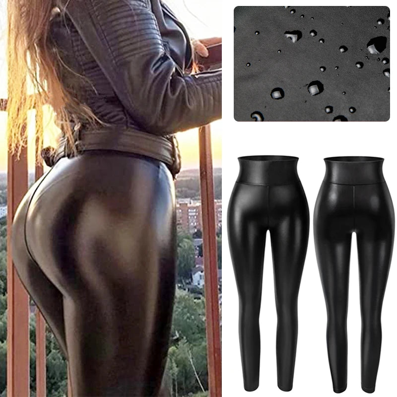 Legging Faux Cuir Épais Femme | Taille Haute Non Transparent | Push Up Slim | Lift Fesses | Fitness