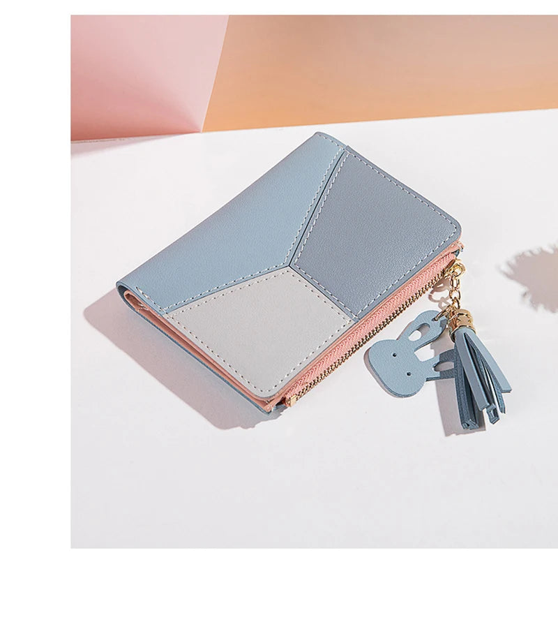 Women's PU Leather Wallet Women's Leather Wallet Women's Purses Card Holder Foldable Portable Lady Coin Purses