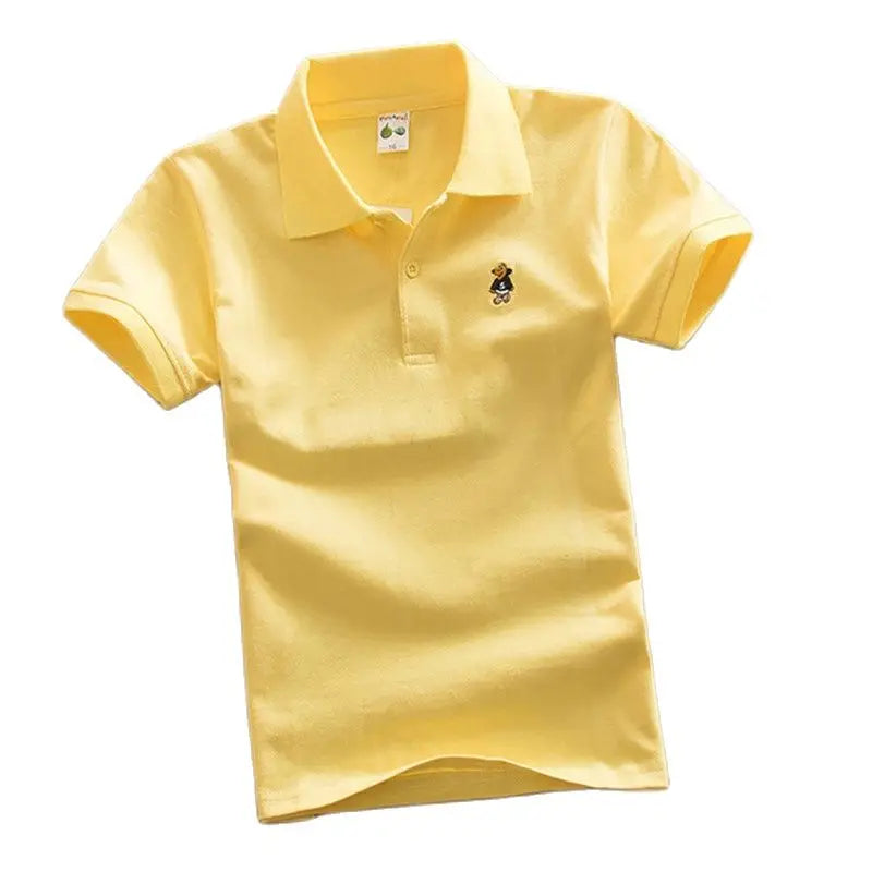 Boys T-Shirt Summer Fashion Cartoon Bear Embroidery School Clothes Little Girls Polo Shirts 3-8 Years Tops Toddler Sportswear