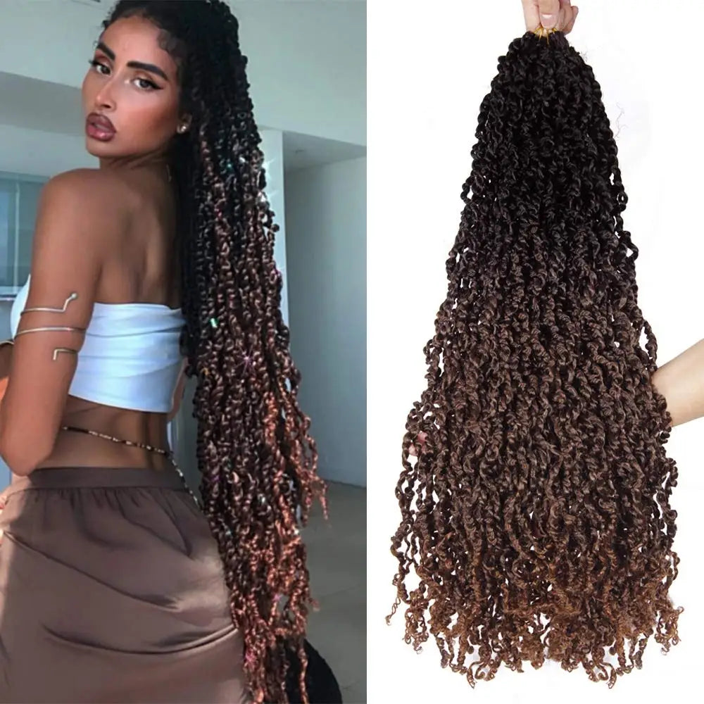 Tresses Crochet Senegalese Twist Bouclées | Brun Ombre Synthétique | Water Wave | Afro Femme | Passion & Majesty Twist