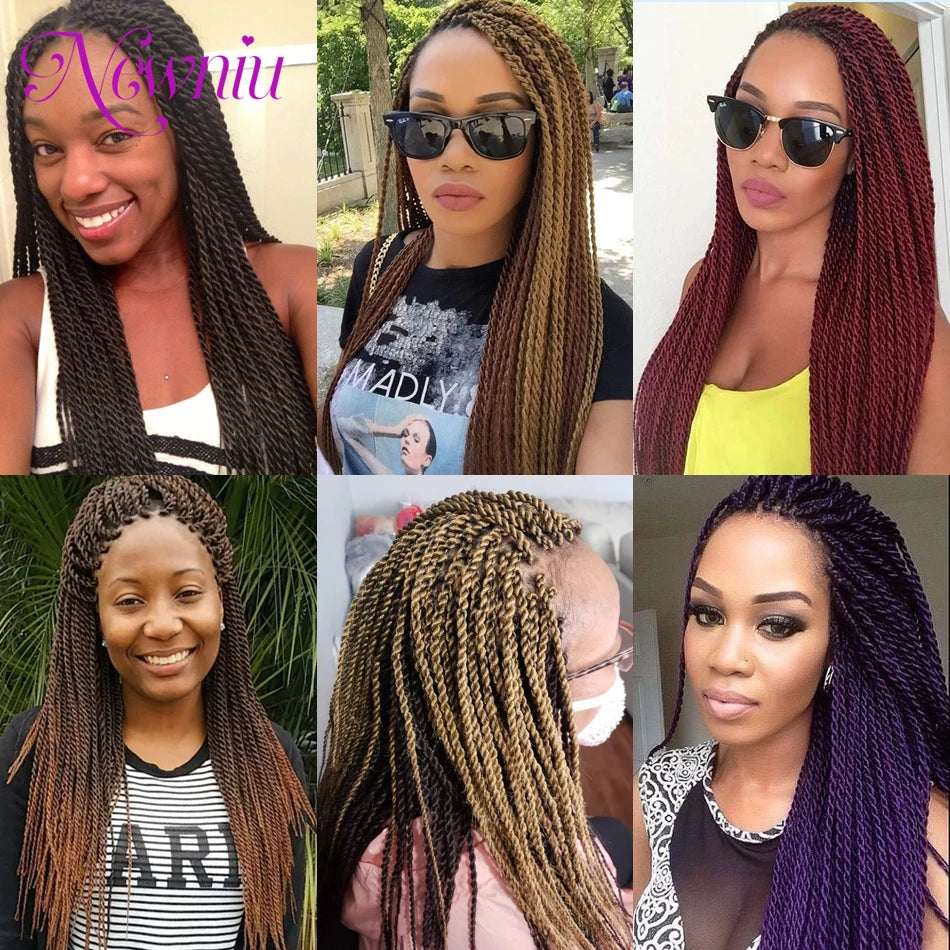 Tresses Crochet Senegalese Twist Synthétiques Ombre | Box Braids | Extensions Cheveux | Femme