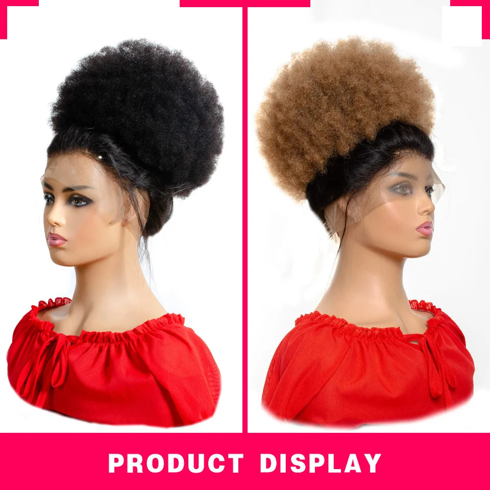 Queue de Cheval Afro Kinky Curly | Drawstring | Clip Extensions | Remy Brésilien | 10 Pouces | Chignon Naturel | Cheveux Humains