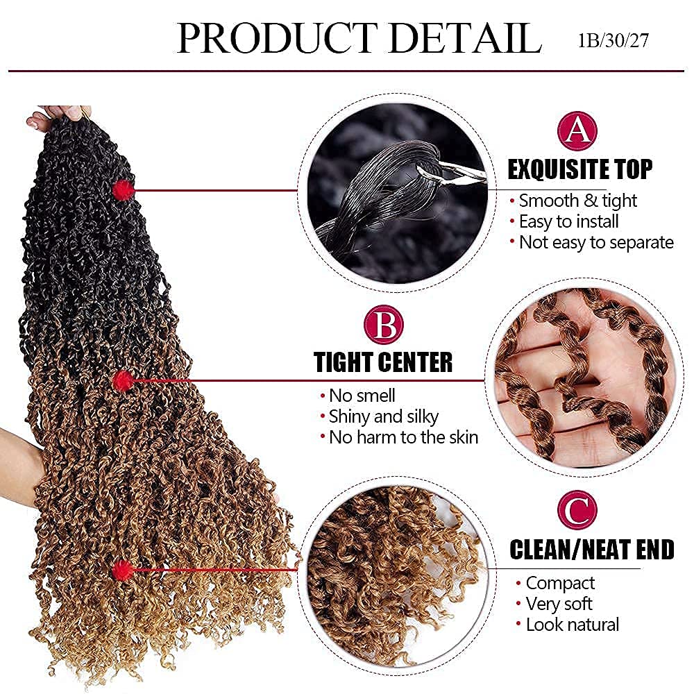 Tresses Crochet Senegalese Twist Bouclées Longues | Ombre Brun Blonde | Pré-Loop | Passion Twist | Synthétique